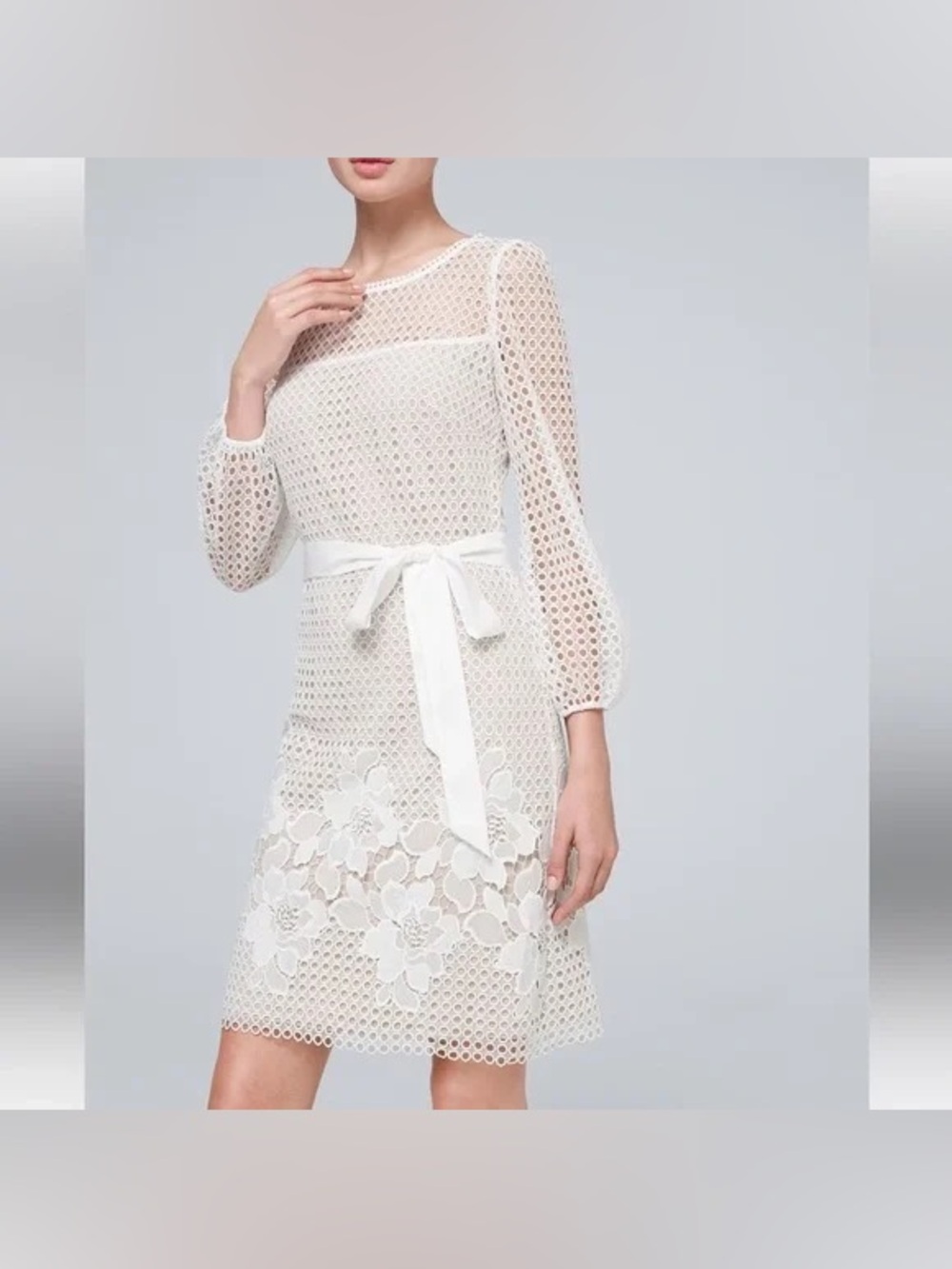 NWT White House Black Market Lace Overlay Long-Sleeve Dress